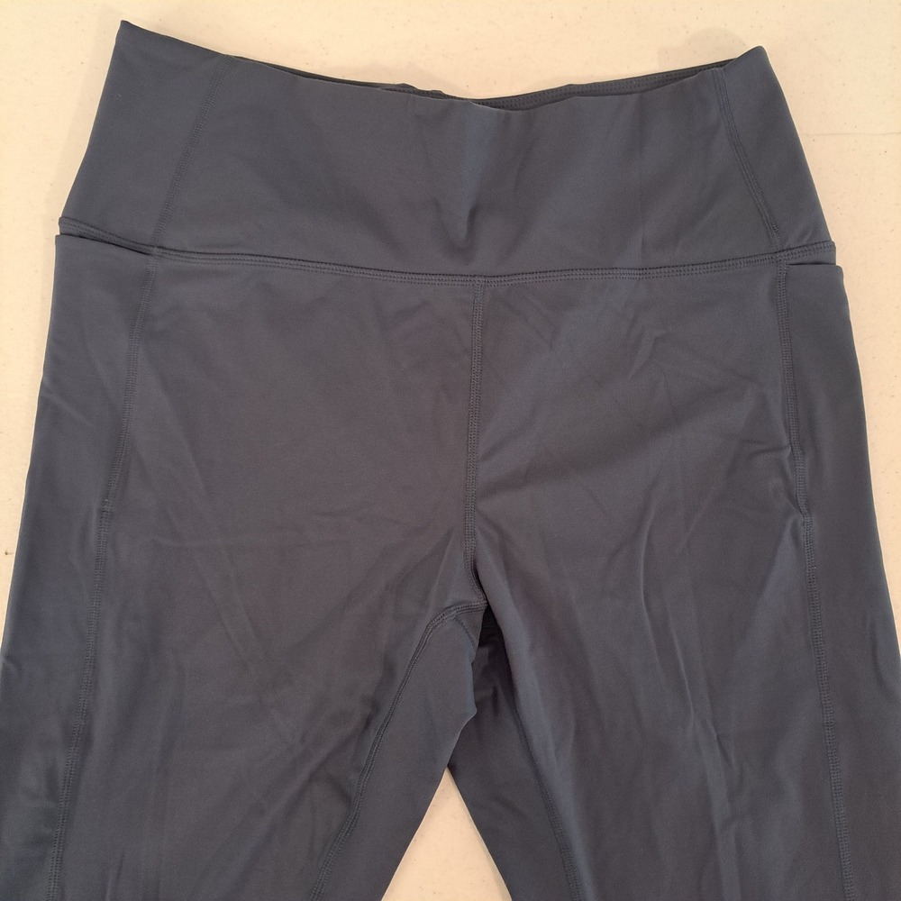 Danskin Womens Leggings XL Gray High Waisted Side Pockets Activewear 1875-182